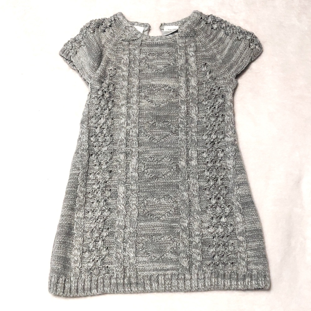 Girl’s Gray Cable-knit Sweater Dress